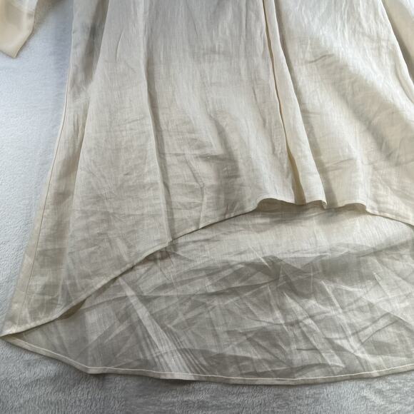 Anne Klein L Large Tunic Top Shirt Linen High Low Blouse Lagenlook Minimalist - Picture 4 of 16